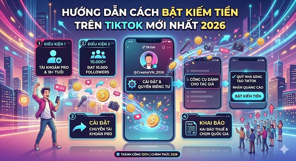 Cách bật kiếm tiền trên TikTok mới nhất