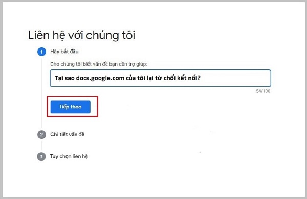 docs google com đã từ chối kết nối