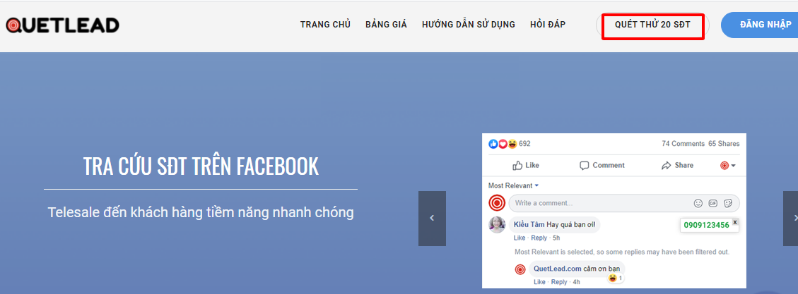 cách quét số điện thoại facebook