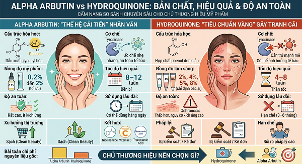 Alpha Arbutin và Hydroquinone